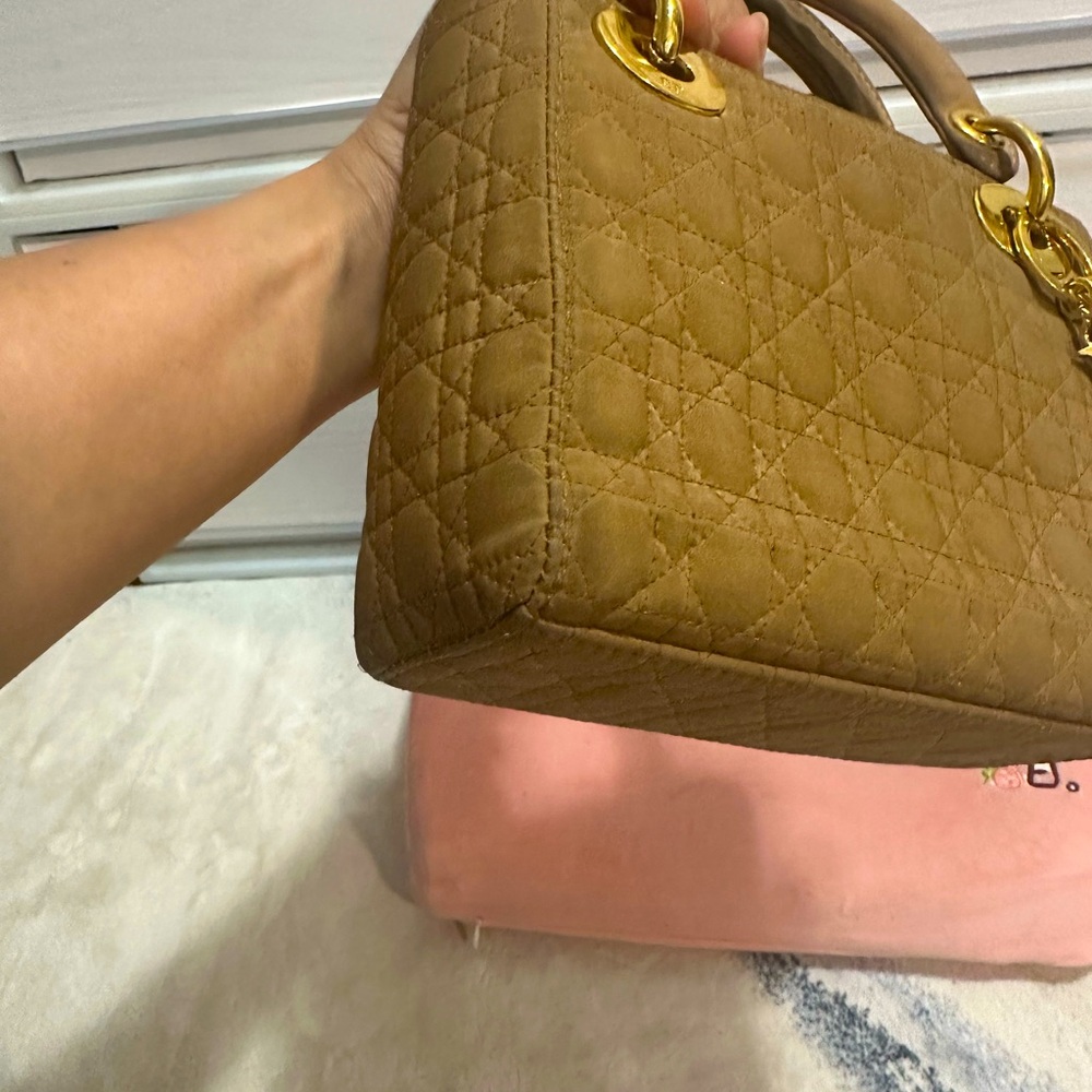 Authentic Mini Lady Dior in Nylon Beige double top handles with Strap - Picture 8 of 11